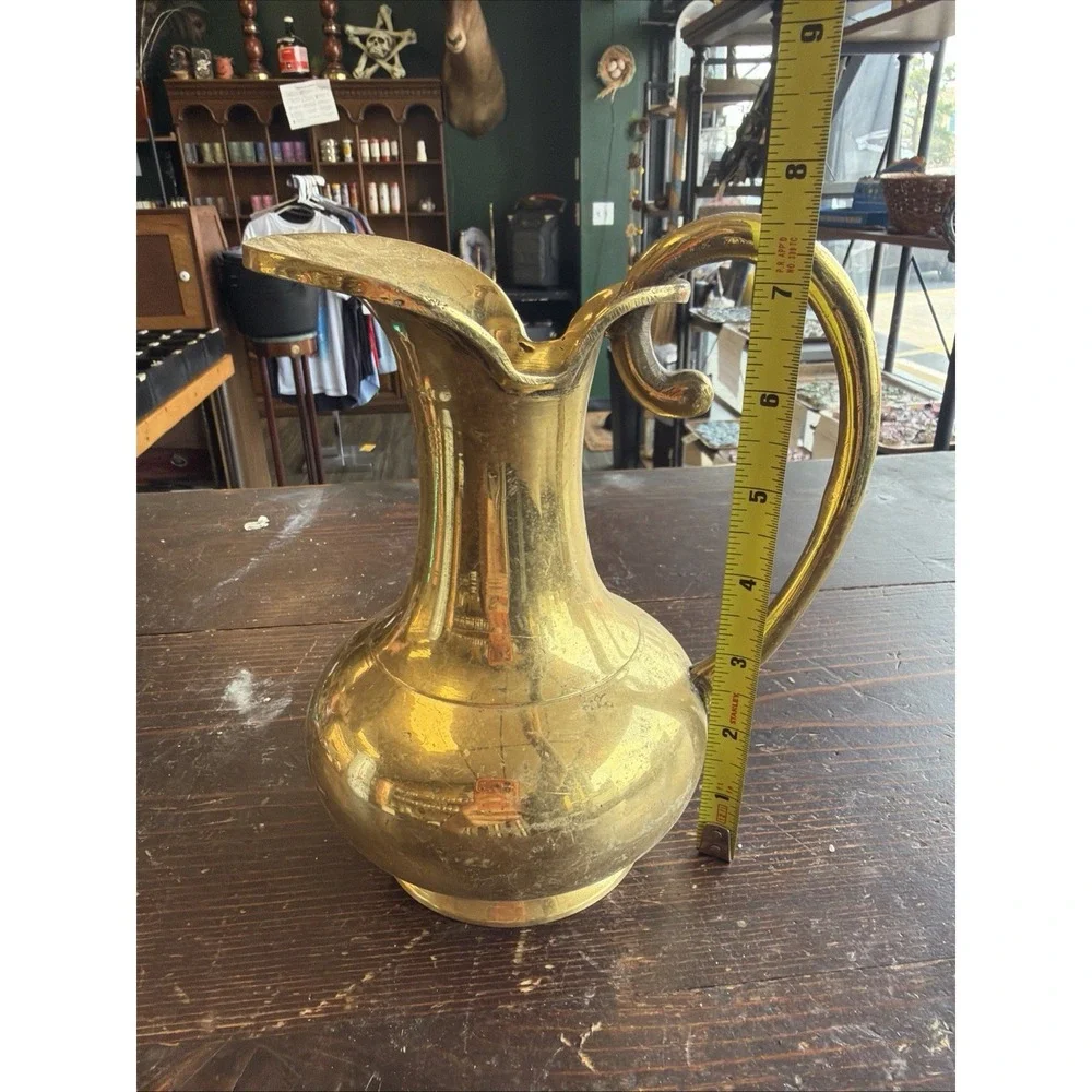Vintage Brass Pitcher Urn Vase